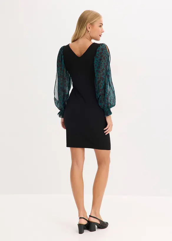 Aansluitende mini-jurk met cut-outs aan de mouwen, bonprix