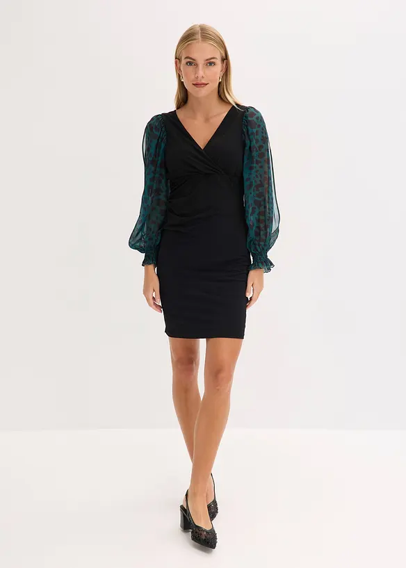 Aansluitende mini-jurk met cut-outs aan de mouwen, bonprix