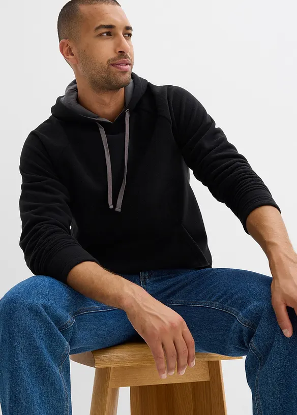 Zachte fleece trui met capuchon, bonprix