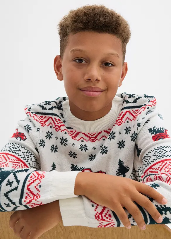 Fijngebreide trui met kerstmotieven, bonprix