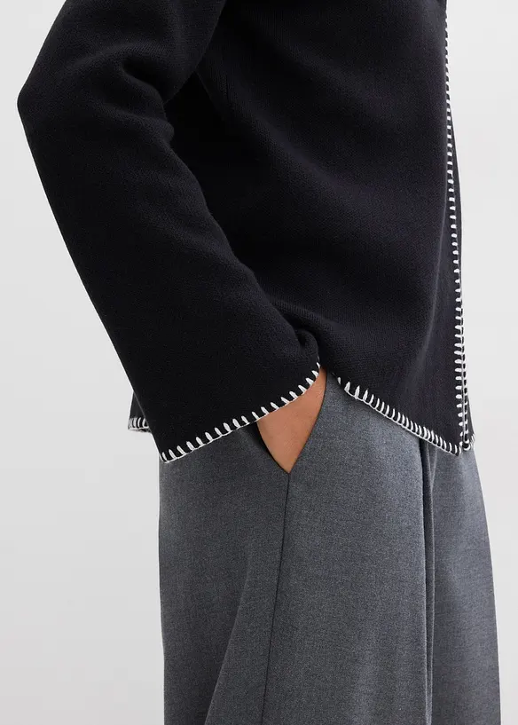 Gebreide vest van wolmix met contrasterende details, bonprix