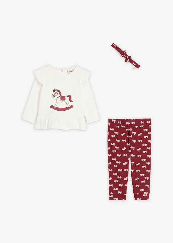 Set bestaande uit een longshirt, legging en hoofdband van puur biologisch katoen (3-dlg. set), bonprix