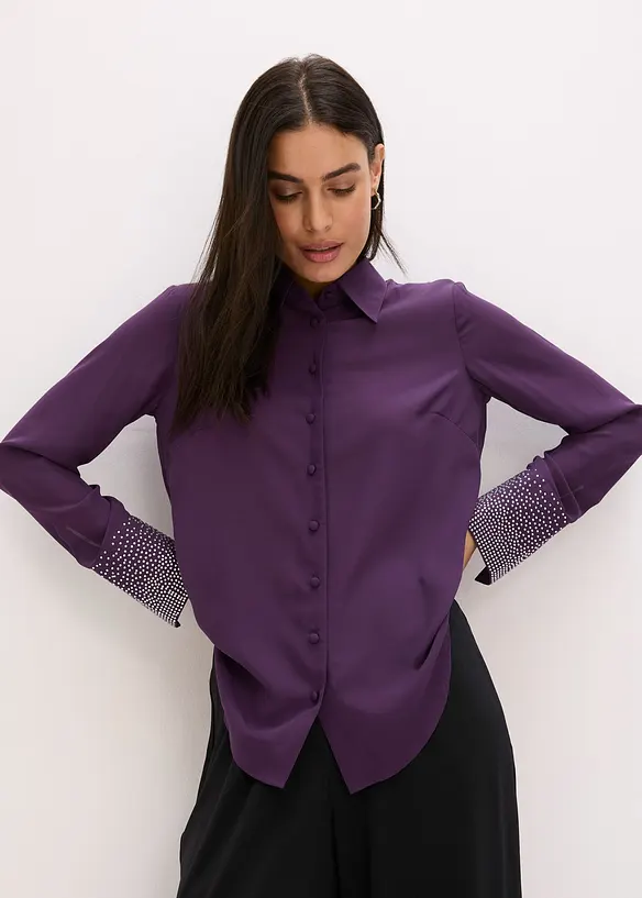 Overhemdblouse met glittersteentjes, bonprix