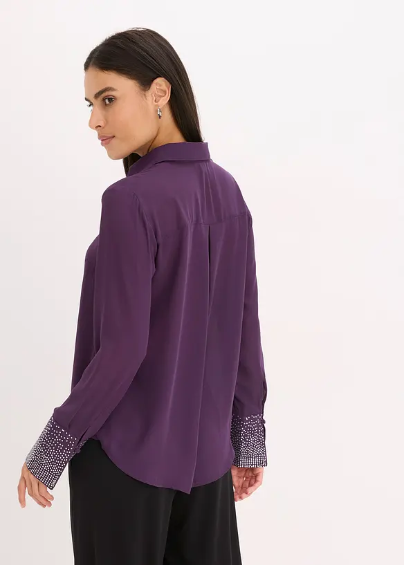 Overhemdblouse met glittersteentjes, bonprix