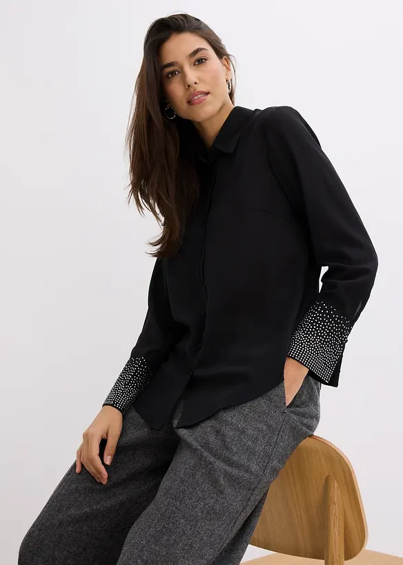 Overhemdblouse met glittersteentjes, bonprix