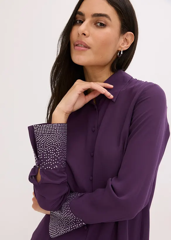 Overhemdblouse met glittersteentjes, bonprix