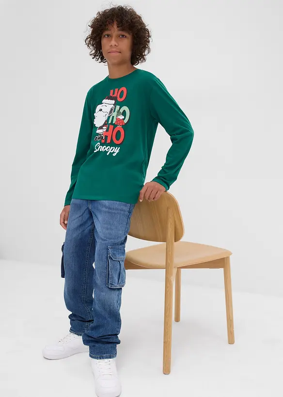 Longsleeve Snoopy van katoen met een kerstmotief, Peanuts