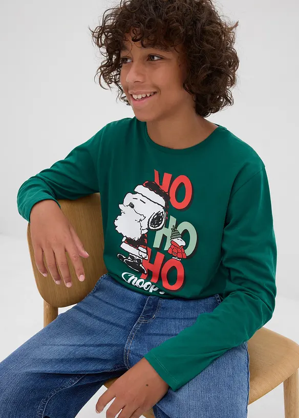 Longsleeve Snoopy van katoen met een kerstmotief, Peanuts
