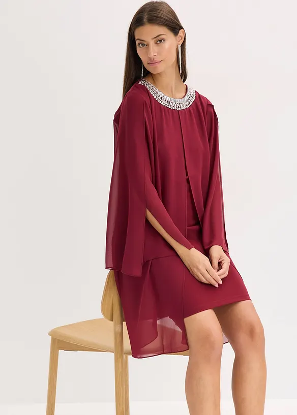 Chiffon jurk met strass-applicatie, bonprix