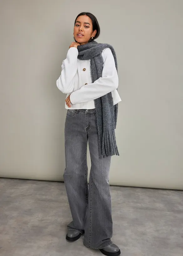 Wide leg jeans mid waist, stretch, bonprix