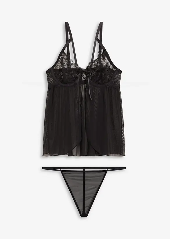 Babydoll + string (2-dlg. set), bonprix