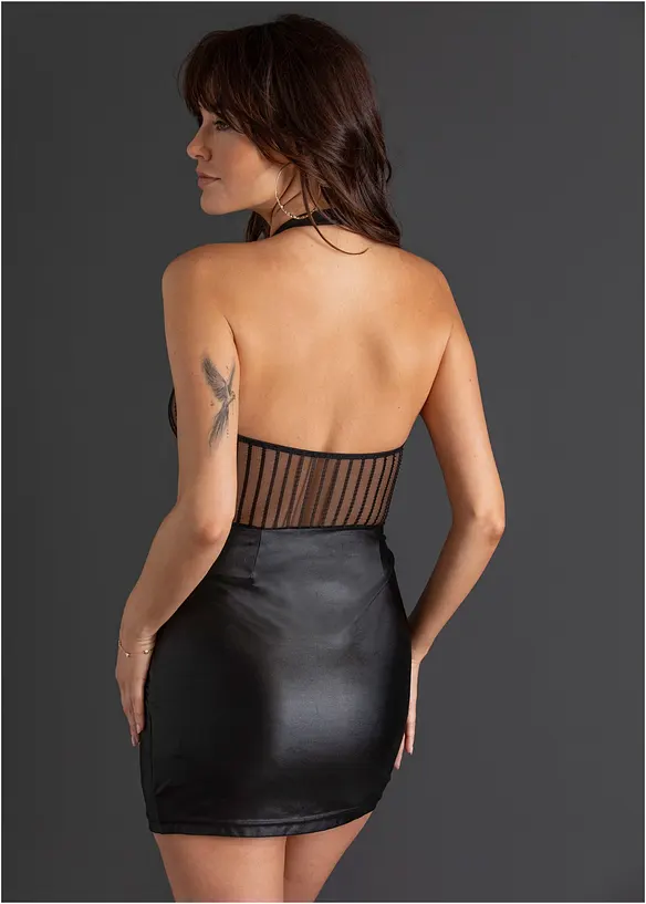 Sexy halter jurk in wetlook, bonprix