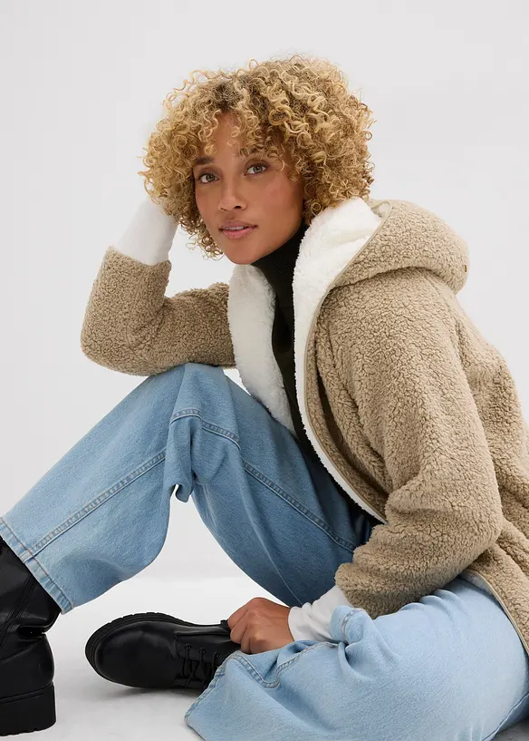 Teddy fleece vest, oversized, bonprix