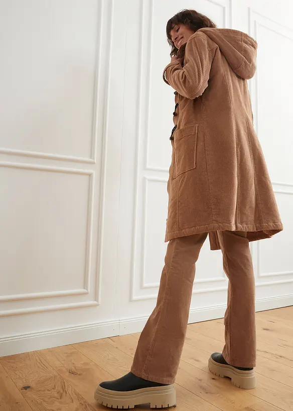 Gevoerde houtje touwtje jas van corduroy, bonprix