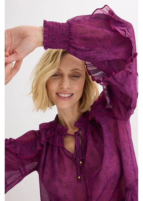 Chiffon blouse met ruches, bonprix
