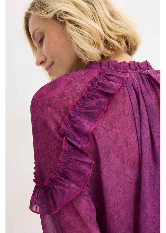 Chiffon blouse met ruches, bonprix