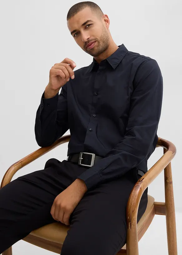 Overhemd en vlinderstrik van biologisch katoen (2-dlg. set), bonprix