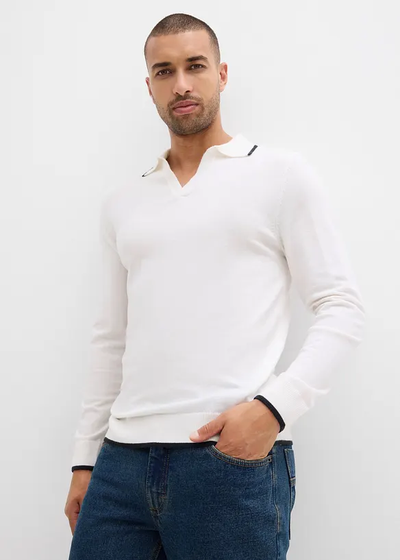 Fijngebreide trui met contrasterende details, bonprix