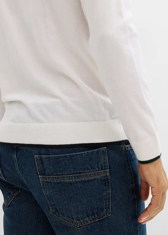 Fijngebreide trui met contrasterende details, bonprix