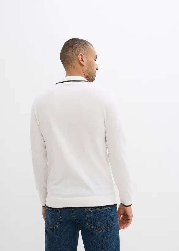 Fijngebreide trui met contrasterende details, bonprix