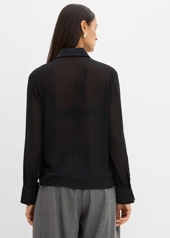 Overhemdblouse met inzetstuk van satijn, bonprix