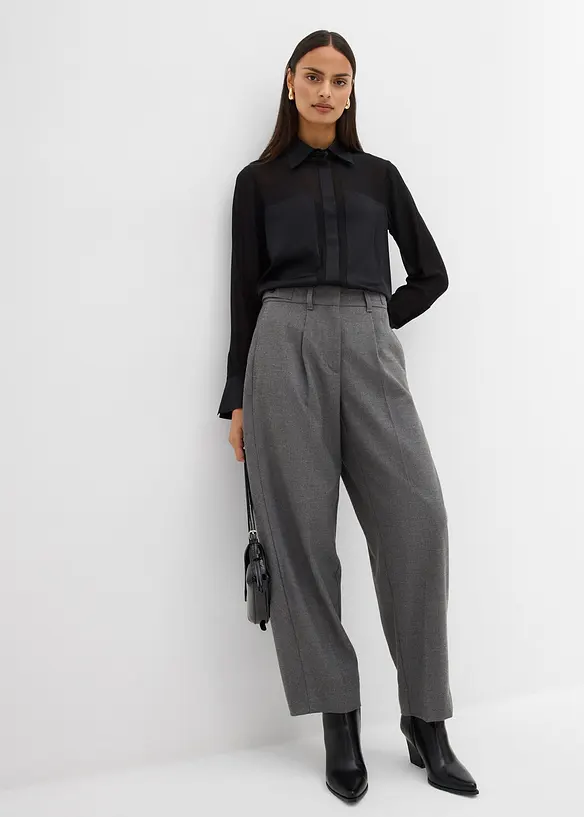 Overhemdblouse met inzetstuk van satijn, bonprix