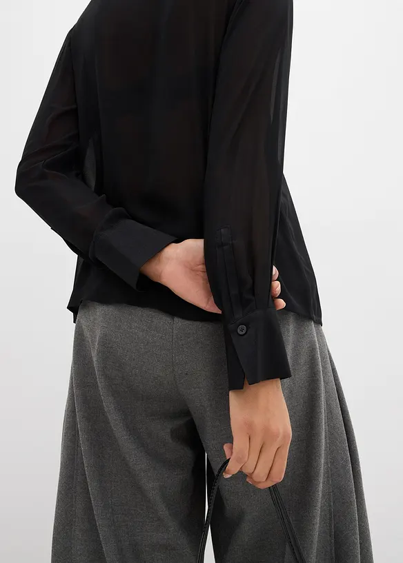 Overhemdblouse met inzetstuk van satijn, bonprix