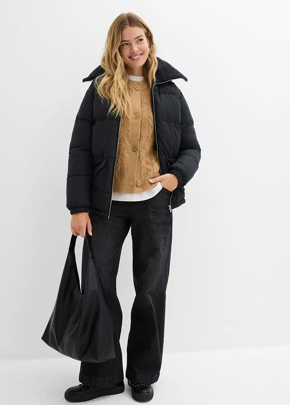 Gewatteerde jas met teddykraag, bonprix