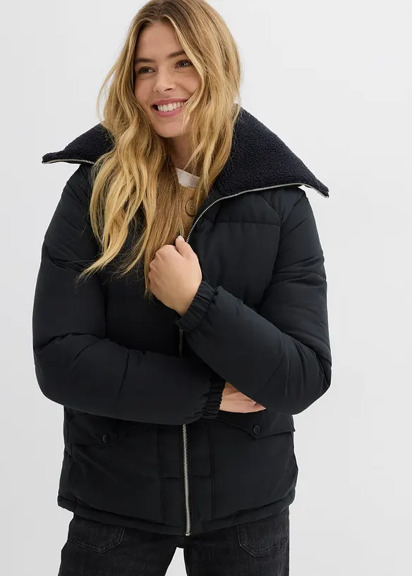 Gewatteerde jas met teddykraag, bonprix