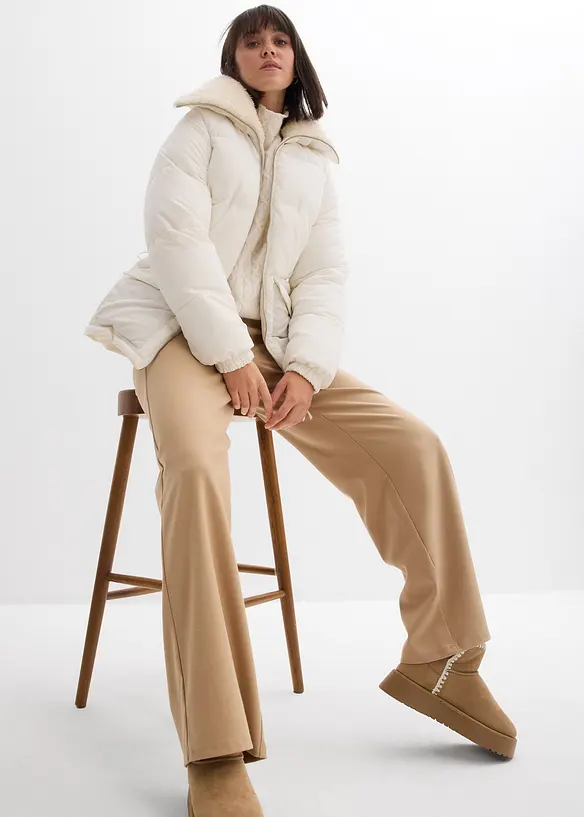 Gewatteerde jas met teddykraag, bonprix