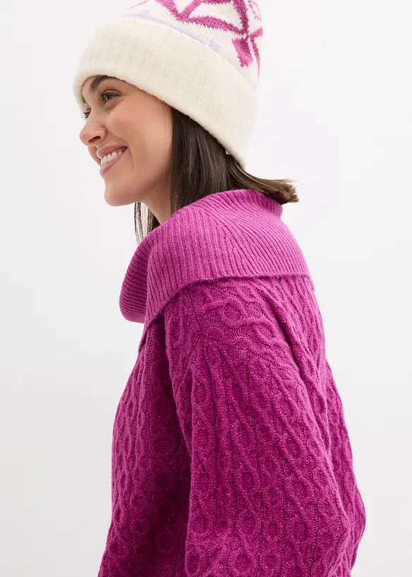 Grof gebreide trui met kabelpatroon, bonprix