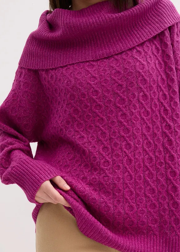 Grof gebreide trui met kabelpatroon, bonprix