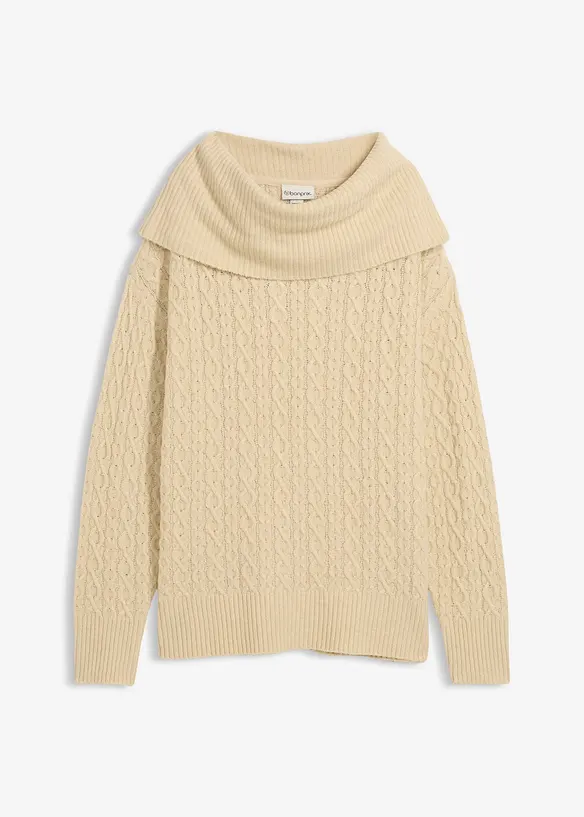 Grof gebreide trui met kabelpatroon, bonprix