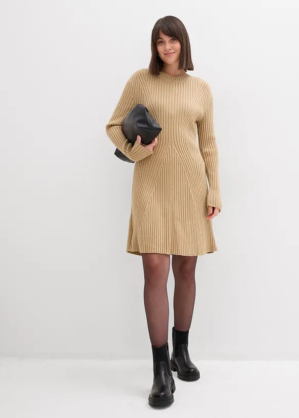 Gebreide mini jurk in een zachte viscosemix, bonprix