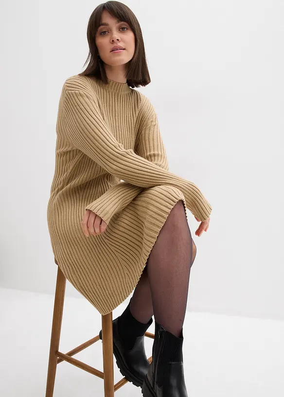 Gebreide mini jurk in een zachte viscosemix, bonprix