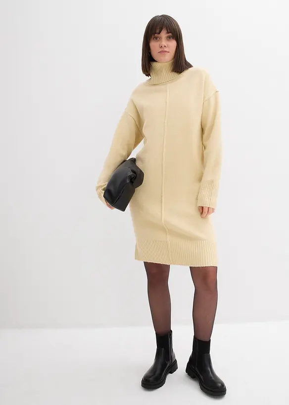 Gebreide jurk met siernaad, bonprix