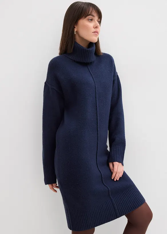 Gebreide jurk met siernaad, bonprix