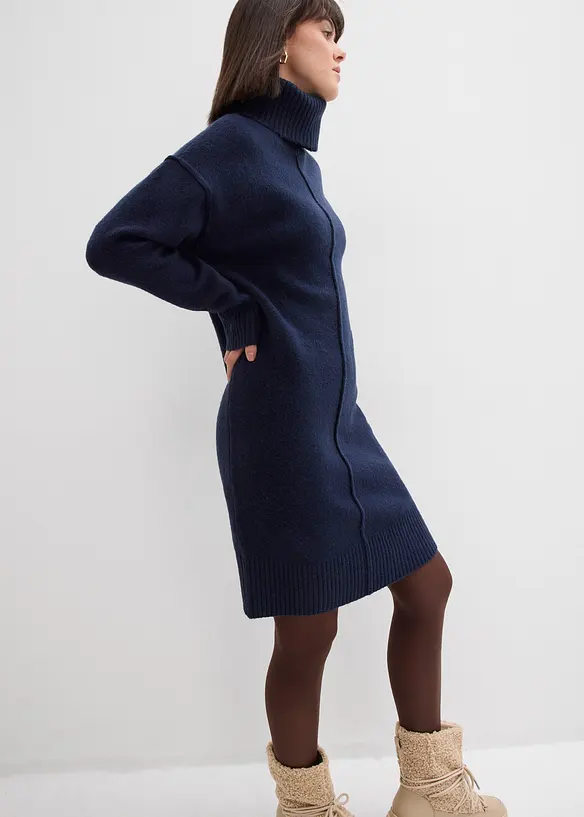 Gebreide jurk met siernaad, bonprix