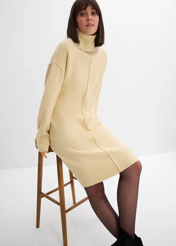 Gebreide jurk met siernaad, bonprix