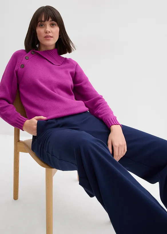 Broek met comfortband in een wollen look, bonprix