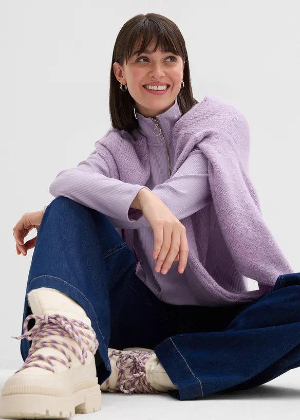 Geribd shirt in een zachte viscosemix, bonprix