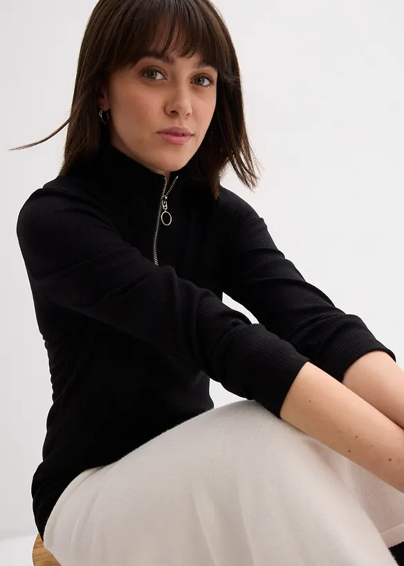 Geribd shirt in een zachte viscosemix, bonprix