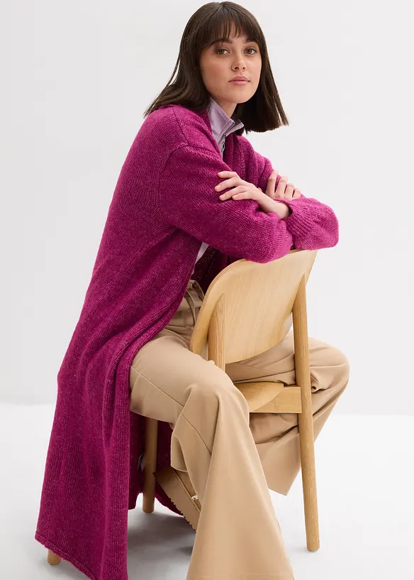 Lang gebreid vest in harige look, bonprix