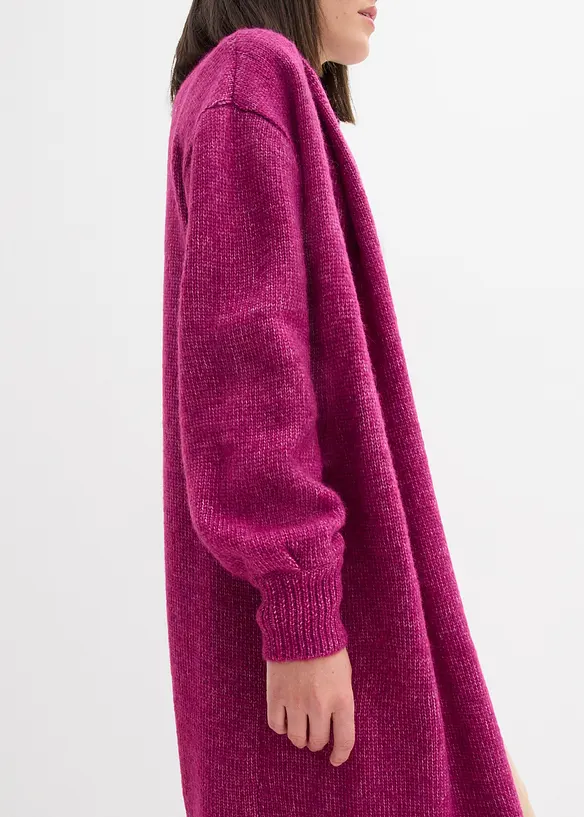 Lang gebreid vest in harige look, bonprix