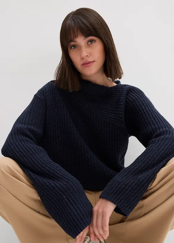 Geribde oversized trui, bonprix