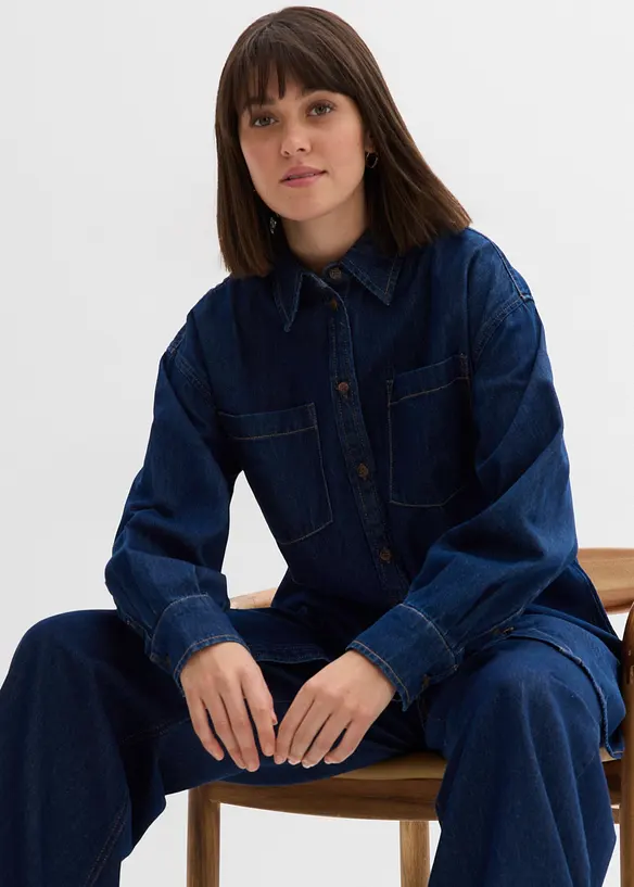 Spijkerblouse van zware denim, puur katoen, oversized, bonprix