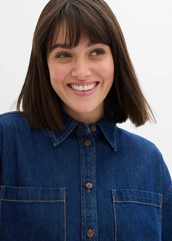 Spijkerblouse van zware denim, puur katoen, oversized, bonprix