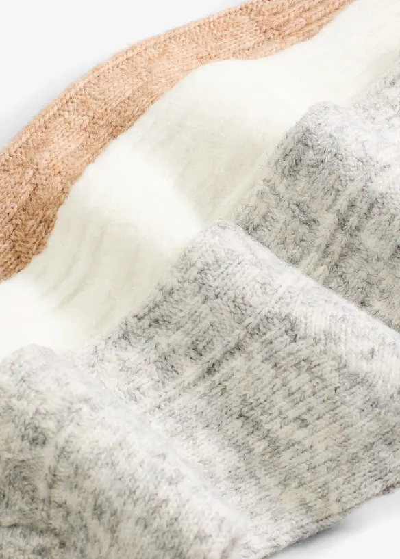 Sokken met kabelpatroon (set van 3), bonprix