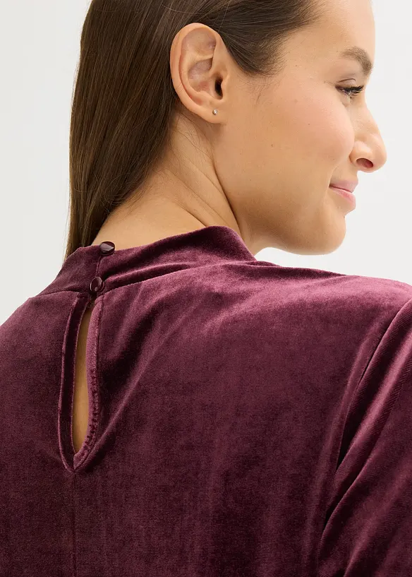 Shirt van fluweel met kant, bonprix