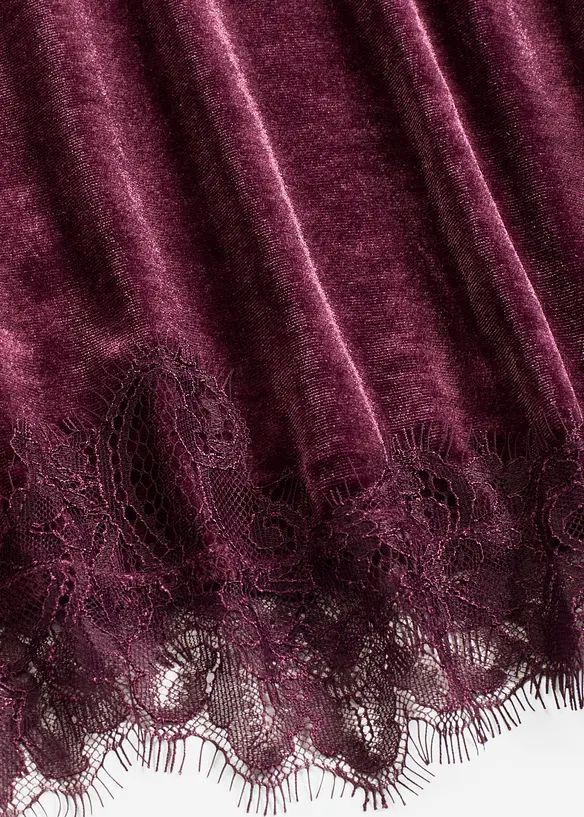 Shirt van fluweel met kant, bonprix